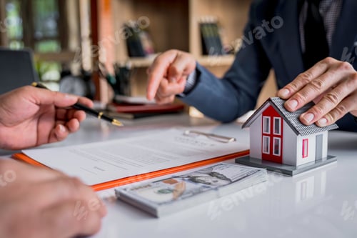 Preview: Real estate broker agent presenting and consult to customer to decision making sign insurance form a