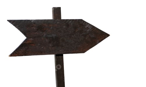 Preview: Old wooden arrow sign isolated on white transparent,