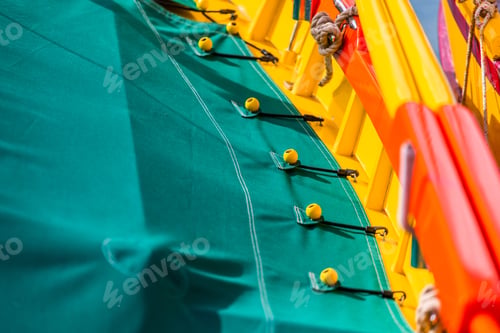Preview: Green Canvas Cover On Fishing Boat In The Port Of Nice