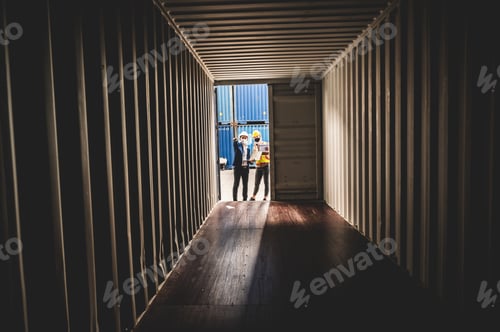 Preview: unemployed foreman are sad, business of container cargo industry, warehouse