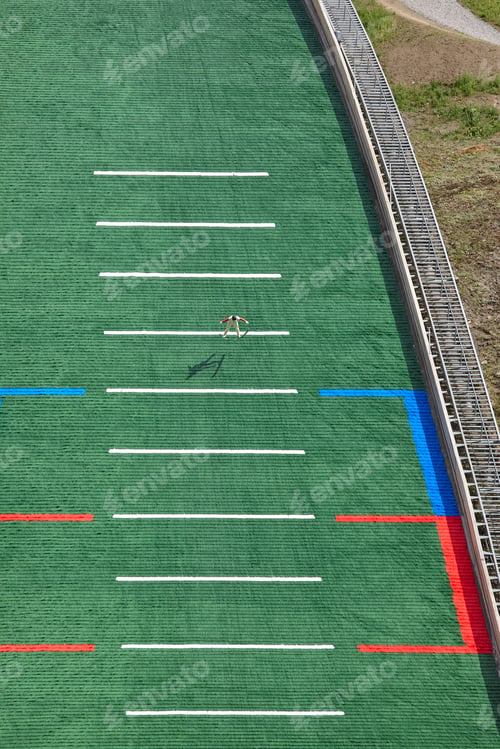 Preview: Ski jump. Artificial track. Sport background. Norwegian summer. Vertical