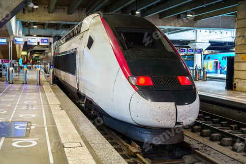 Preview: High-Speed Train at Station Platform Ready for Transportation, Modern Commute Concept