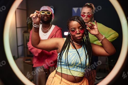 Preview: Black Woman Dancing with Crew Recording Livestream