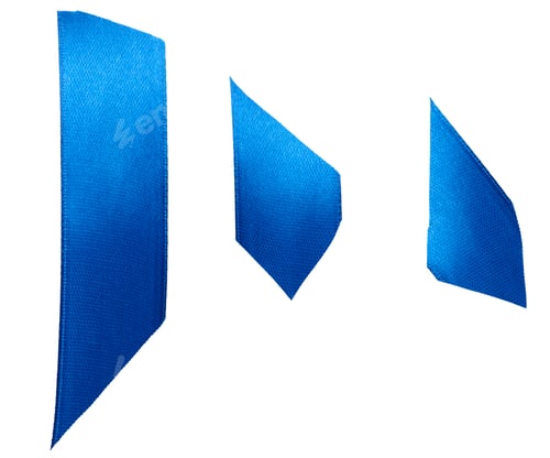 Preview: Pieces of blue satin ribbon on isolated background, set