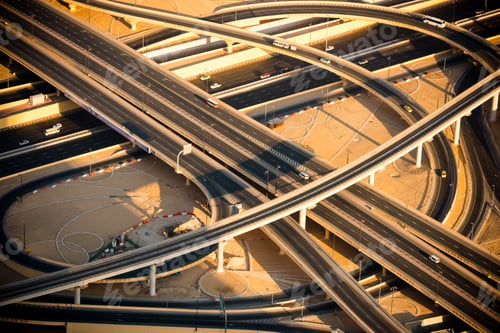 Preview: Top view of highway interchange in Dubai