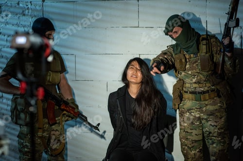 Preview: One of convoy soldiers pointing at camera