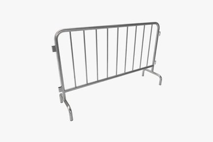Preview: Metal barricade with horizontal bars and curved legs