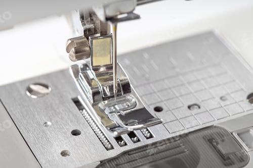 Preview: Modern White Sewing Machine Presser Foot Closeup, Macro