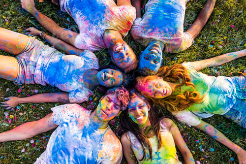 Preview: Friends playing with holi powder