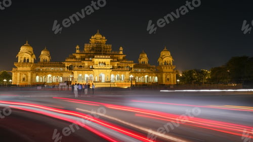 Preview: Albert Hall Museum located in Jaipur, India during nighttime
