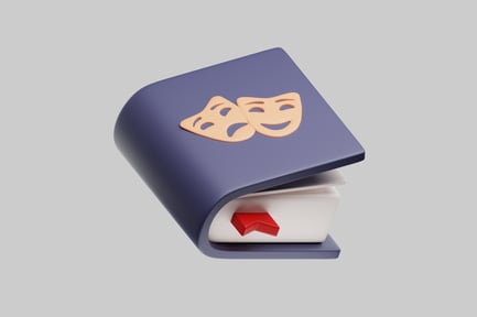 Preview: Theatre masks on purple book