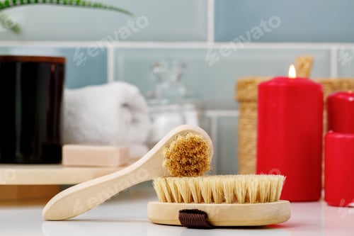 Preview: Wooden massage body brush in the bathroom