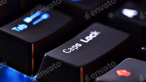 Preview: Macro shooting of the rgb computer keyboard with backlight.