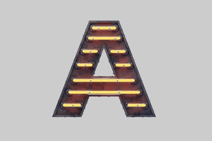 Preview: Illuminated rusty "a" sign