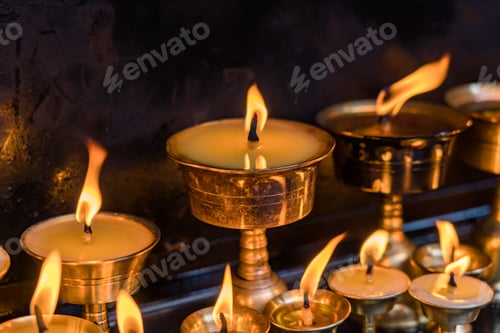 Preview: close up view of burning candle lamp