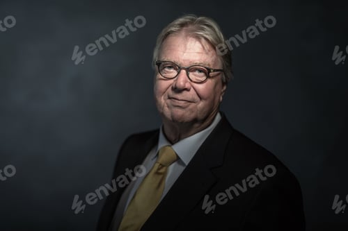 Preview: Low Key Studio Shot Of Positive Senior Man With Glasses