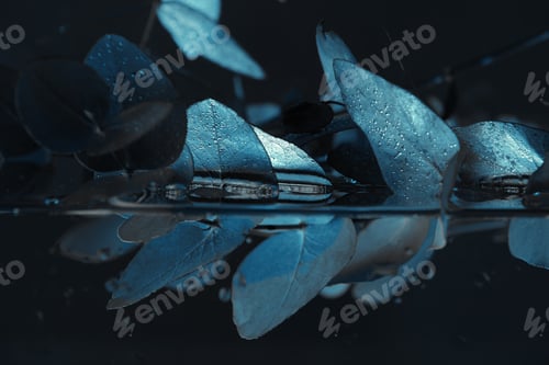 Preview: close up view of eucalyptus plant with green leaves in water