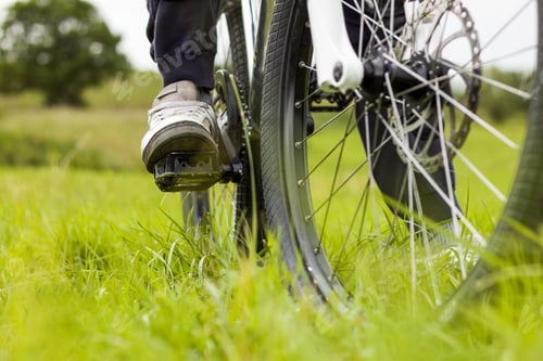 Preview: Selective focus shot of a biker in the forest