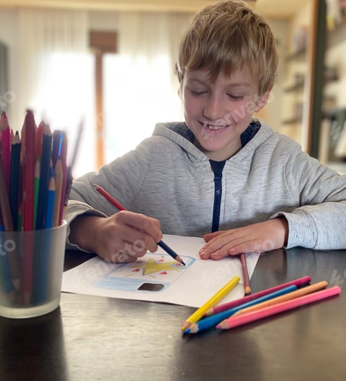 Preview: Boy blond hair, 9 years old drawing