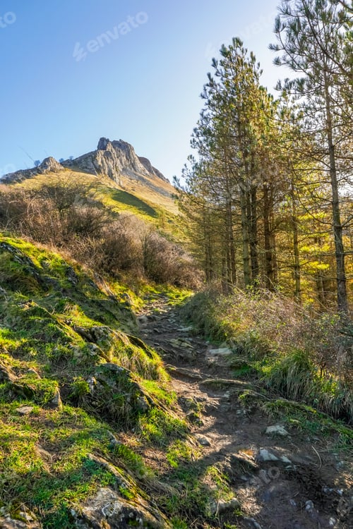 Preview: Hiking trail leading to majestic mount txindoki in gipuzkoa, basque country