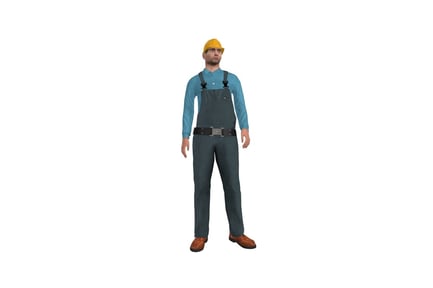Preview: Construction worker in overalls and hard hat