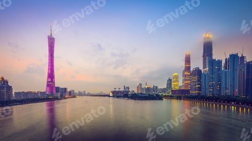 Preview: Guangzhou, China City Skyline Panorama Over The Pearl River.