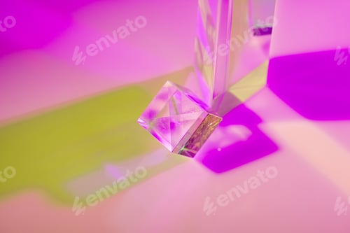 Preview: Glass crystal prism. Multicolor light effect