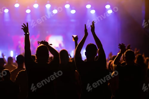Preview: Crowd at concert and blurred stage lights.