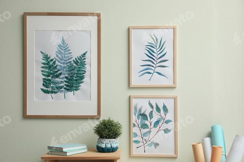 Preview: Stylish room interior design with floral paintings