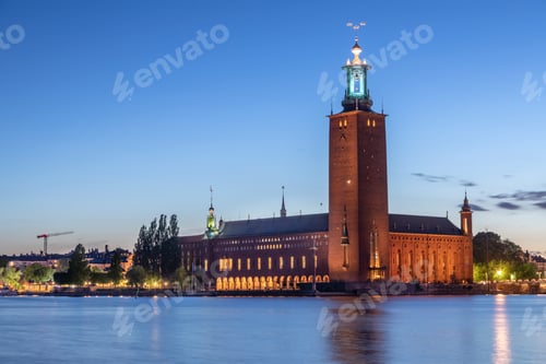 Preview: City Hall of Stockholm at dusk, Sweden