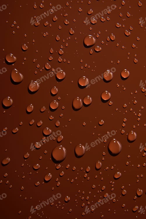 Preview: Abstract water drops on brown background, macro, Bubbles close up