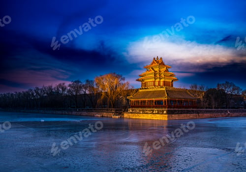 Preview: View of isolated structure in vast landscape in Beijing, China