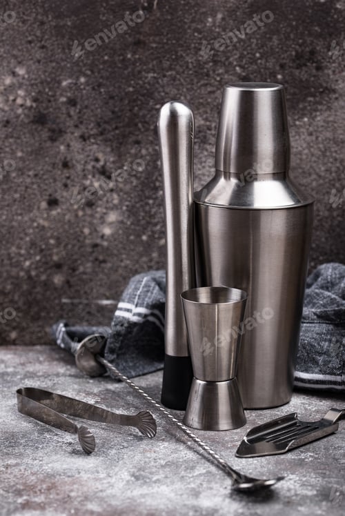 Preview: Different bar tools for making cocktail