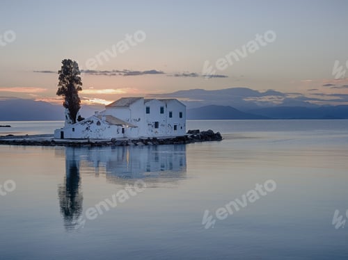 Preview: scene of Vlacherna monastery, Kanoni, Corfu