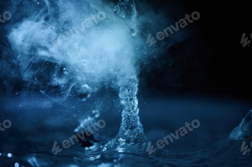 Preview: The process of boiling water, a stream of water shooting out of a humidifier or diffuser taken in