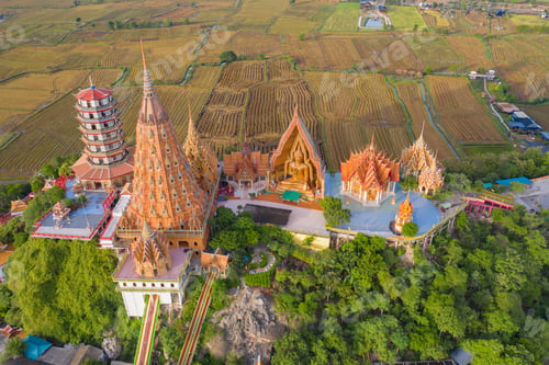 Preview: Temple in Thailand. Thai architecture building. Famous tourist attraction landmark.