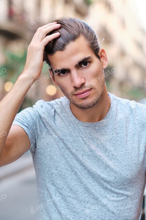 Preview: portrait of young model looking at camera perfect for social media or dating apps