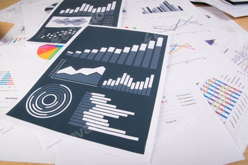 Preview: Business report. Graphs and charts.Business concept.