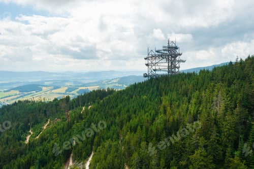 Preview: Sky walk observation tower in the forest between mountain hills near Sky Bridge 721