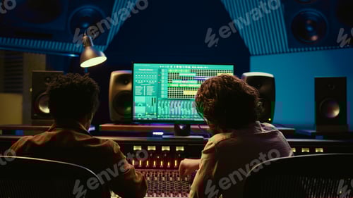 Preview: Sound designer working with artist to create a new song for his album,