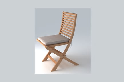 Preview: Folding chair with slatted back and beige cushion