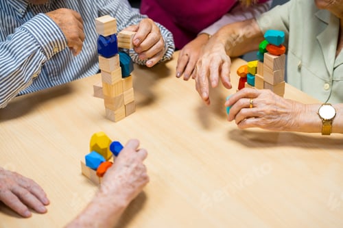 Preview: Top view elder people playing with skill games