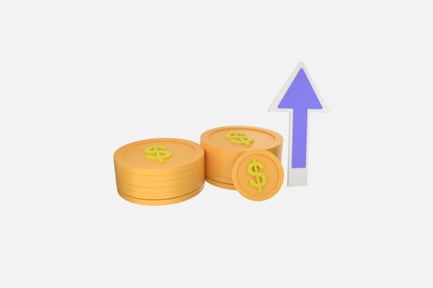 Preview: Coin Stack with Arrow 3D Illustration