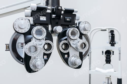 Preview: Phoropter, ophthalmic instrument used by ophthalmologist and optometrist for prescribing glasses