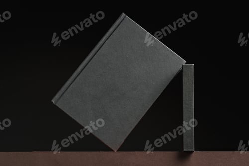 Preview: Black hardcover book or notepad mock up on black background