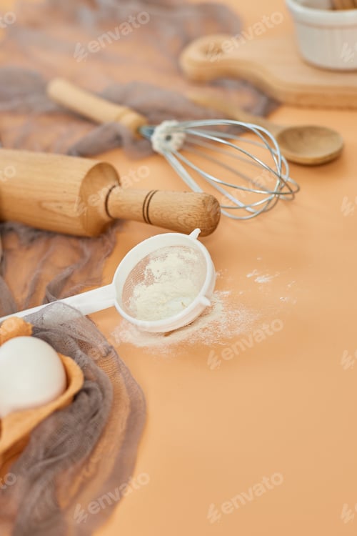 Preview: Bakery or cooking frame, ingredients, kitchen items for pastry
