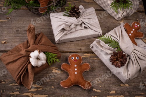 Preview: Christmas eco friendly furoshiki gift box