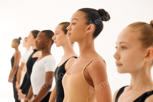 Preview: Shot of a group of ballet dancers practicing a routine in a dance studio