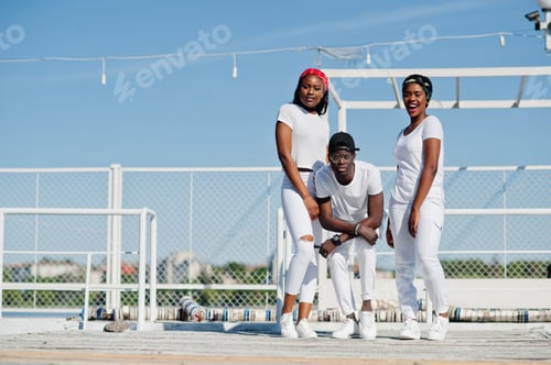 Preview: Stylish african american friends in white