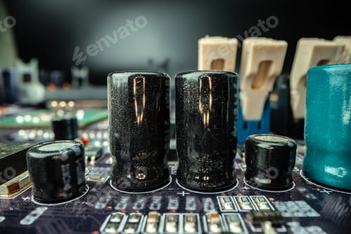 Preview: Macro photo of electronic components of a circuit board